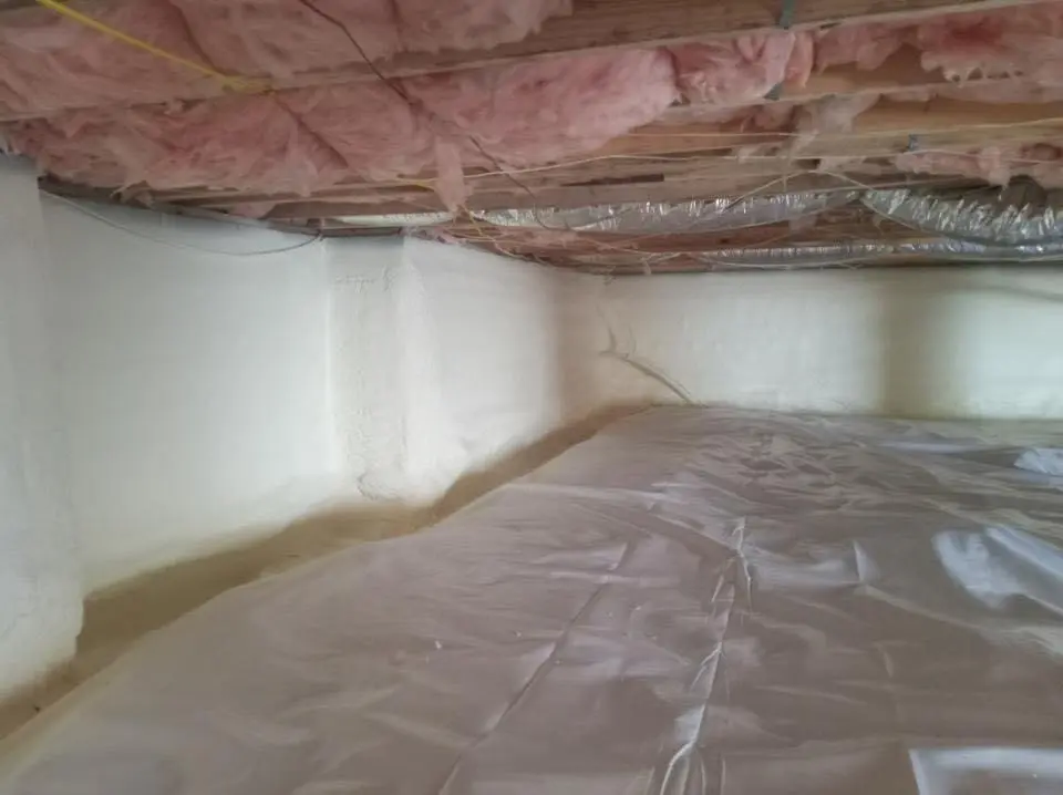 Crawl space encapsulation with closed-cell spray foam for Commercial Roof Restoration in Clearlake